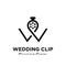 Wedding Studio Movie Video Film Production with diamond ring logo design vector icon illustration