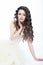 Wedding style. Gorgeous woman bride - curly hair