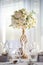 Wedding table with flowers and decorations, wedding centerpiece or event reception