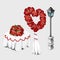 Wedding table, lamp and bouquets of roses