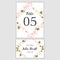 Wedding table number escort card template with cherry blossom flower