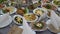 Wedding table served with a meal in the restaurant