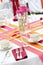 Wedding table set for fun dining during a banquet event - lots o