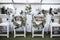 Wedding table under tent, with Mr and Mrs signs