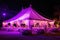 Wedding tent at night purple color