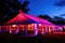 Wedding tent at night red and pink color