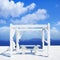 Wedding tent on Santorini island. Beautiful sky.