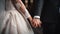 Wedding theme, holding hands newlyweds