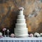 Wedding Theme, Modern style simplistic multi-tiered wedding cake white and soft peach color rose decoration on top