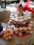 Wedding three-tier cupcakes centerpiece