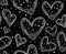 Wedding valentine vector seamless pattern with lacy figured handwritten hearts