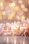 Wedding vertical background with burning candles and flowers, romantic backdrop, luxury glamour Valentine\\\'s day card