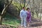 Wedding walk true love elderly couple blooming magnolia garden