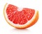 Wedge of pink grapefruit citrus fruit isolated on white