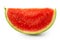 Wedge of seedless watermelon isolated on white.