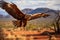 wedge-tailed eagle fly high,landscape scene, ai generated