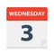 Wednesday 3 - Calendar Icon. Vector illustration of week day paper leaf
