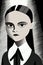 Wednesday Addams, Halloween gothic vampire girl. Morbid child abstract cartoon.