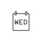 Wednesday calendar page line icon