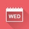Wednesday calendar page pictogram icon. Simple flat pictogram for business, marketing internet concept on red background with lon
