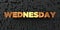 Wednesday - Gold text on black background - 3D rendered royalty free stock picture