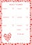 Week timetable and habit tracker red flowers and hearts flat vector template.