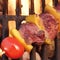 Weekend BBQ Meat Beef Kebab Or Kabob On Flaming Grill