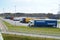 Weekend break in drivers` work. Rest area filled with lorries.