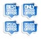 Weekend offer speech bubbles stickers, best, special and exclusive offers