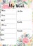 Weekly floral pink my week planner