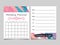 Weekly list and monthly planner template design