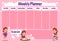 Weekly planner for kid. School calendar template, kids schedule and to do list for homework and notes, simple life