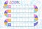 Weekly planner. Multicolored  schedule. School Timetable of lessons for students with snake track. Children design, Vector