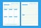 Weekly schedule planner monday to saturday simple table format blue color style with weekly goals