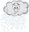 Weeping cartoon raincloud isolated on white
