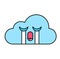 Weeping cloud emoticon outline illustration