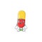 A weeping red yellow capsules cartoon character concept