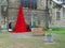 Weeping window poppy memorial commemorating WW1. St Trudfils church.