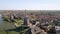Weesp small city in North holland, The Netherlands, city view along the water aerial drone footage.