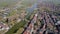 Weesp small city in North holland, The Netherlands, city view along the water aerial drone footage.