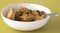 Weet-Bix and Dried Fruit in White Bowl.