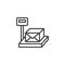 Weighing cargo parcel line icon
