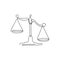 Weight balance symbol. Libra or law identity one line drawing style vector illustration