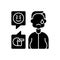 Weight-based cyberbullying black glyph icon