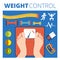 Weight control vector illustration design. Fitness and diet back