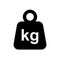 Weight icon. Kg weight logo. Kettlebell icon. Dumbbell symbol in flat style