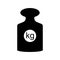 Weight icon. Kg weight logo. Kettlebell icon. Dumbbell symbol in flat style