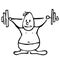 Weight-lifter, funny male, sketch, vector icon