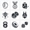 Weight lifting and arm wrestling icon set