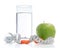 Weight loss concept with tape measure organic green apple